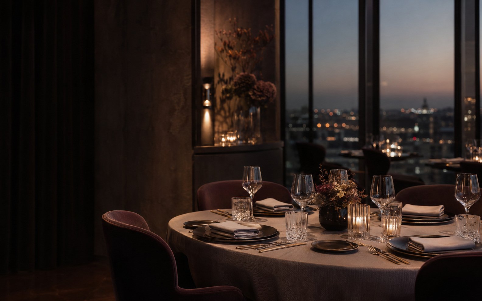 Een premium gedekte restauranttafel die klaarstaat voor gasten
